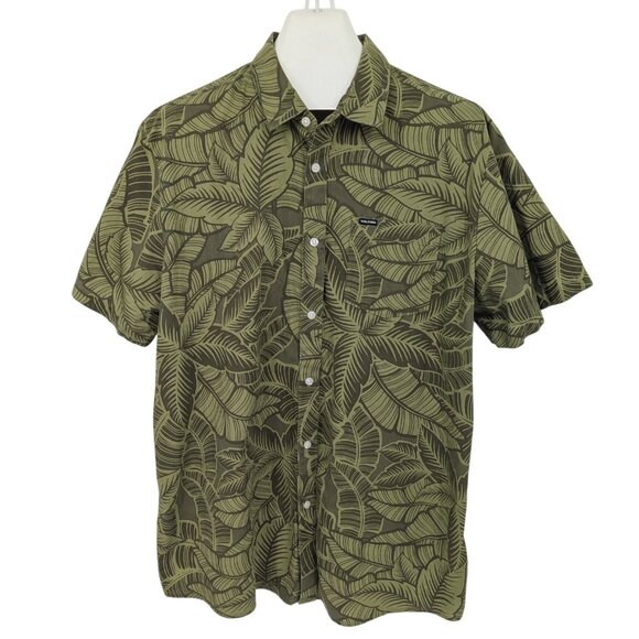 Volcom Button Up Shirt Men Size XXL Leaf Print Skater Aloha Streetwear Tropical - Picture 1 of 12